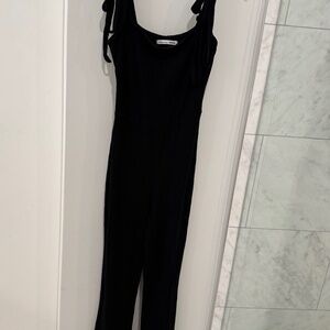 Reformation jeans black ribbed spandex jumpsuit